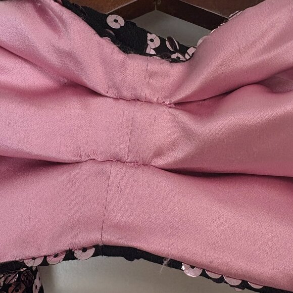 2 Women’s Black/Blush Pink Sequin Skirts W/Matching Sequin/Satin Scarf - Picture 10 of 11